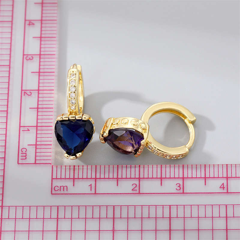Fashion Heart Shape Copper Inlay Zircon Dangling Earrings 1 Pair