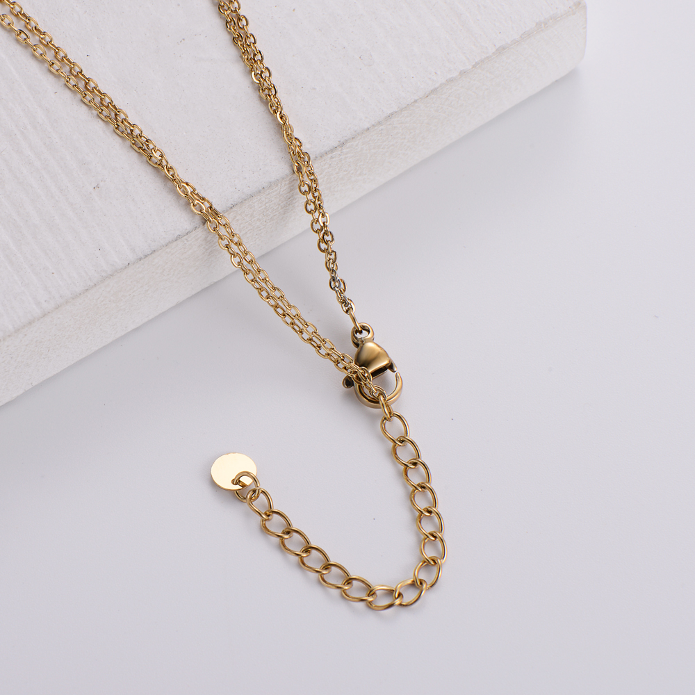 Elegant Rectangle Stainless Steel Metal Gold Plated Gold Plated Rhinestones Layered Necklaces 1 Piec