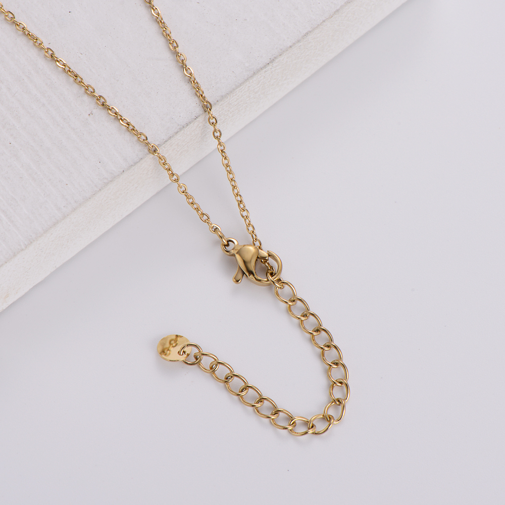 Elegant Round Stainless Steel Gold Plated Rhinestones Pendant Necklace 1 Piece