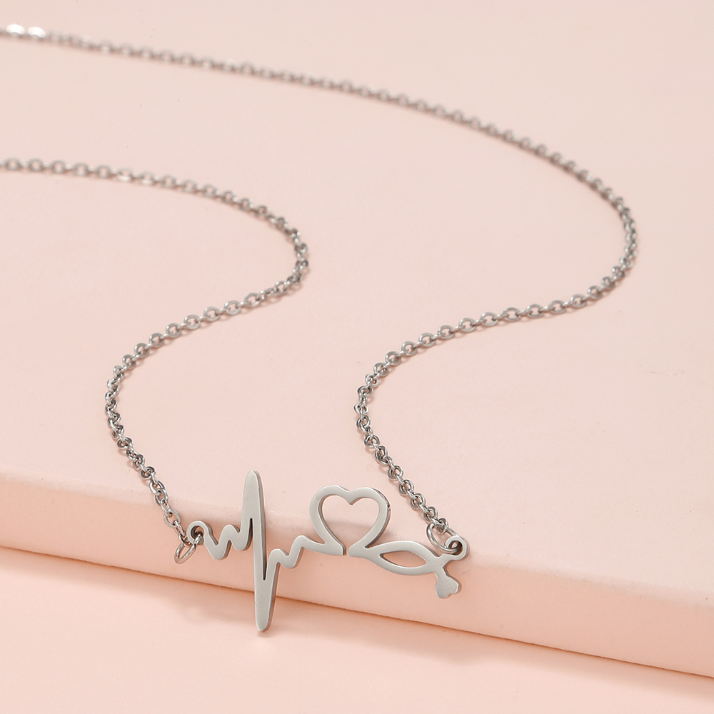 Fashion Heart Shape Steel Necklace 1 Piece