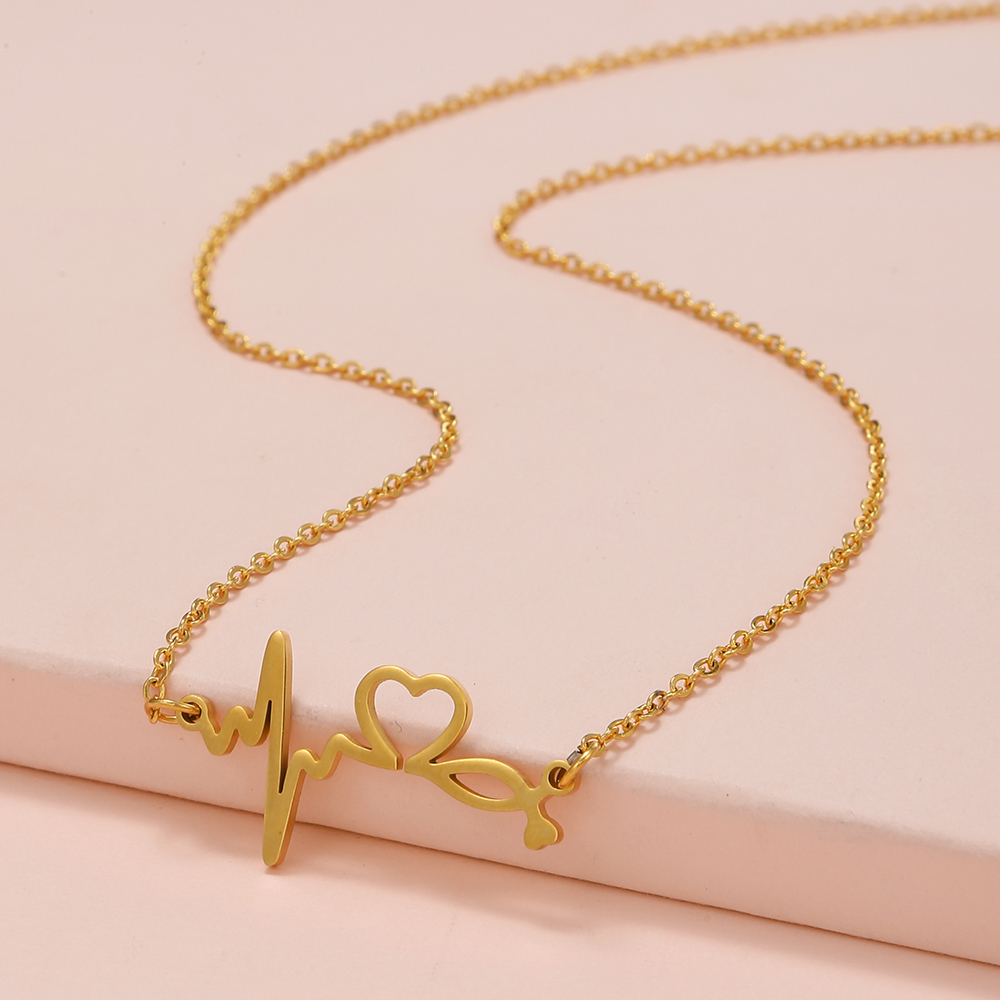 Fashion Heart Shape Steel Necklace 1 Piece