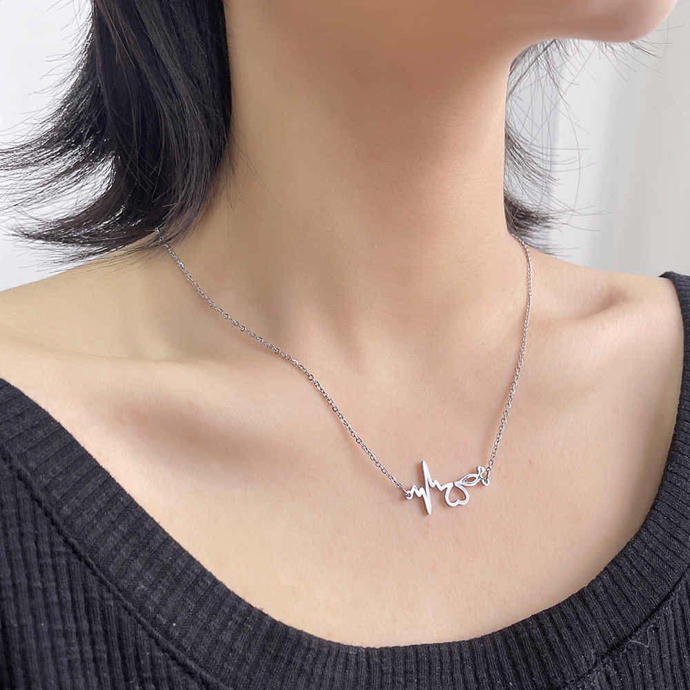 Fashion Heart Shape Steel Necklace 1 Piece