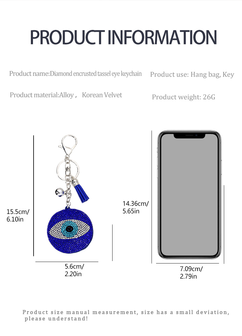 Fashion Devilu0027S Eye Alloy Plating Artificial Diamond Bag Pendant Keychain 1 Piece