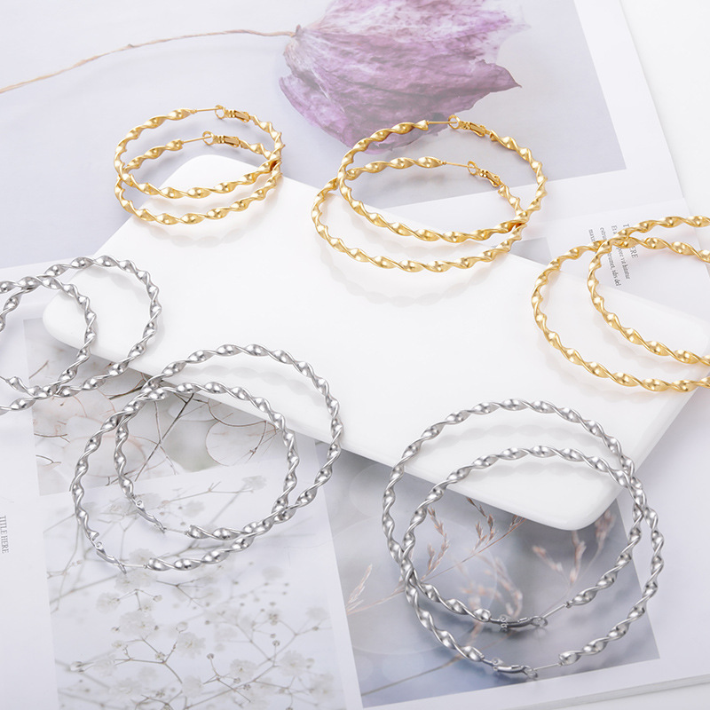 Exaggerated Round Alloy Plating Womenu0027S Hoop Earrings 1 Pair