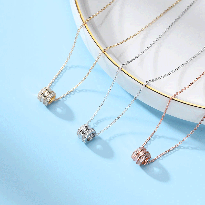 Fashion Round Copper Inlay Artificial Diamond Zircon Necklace 1 Piece