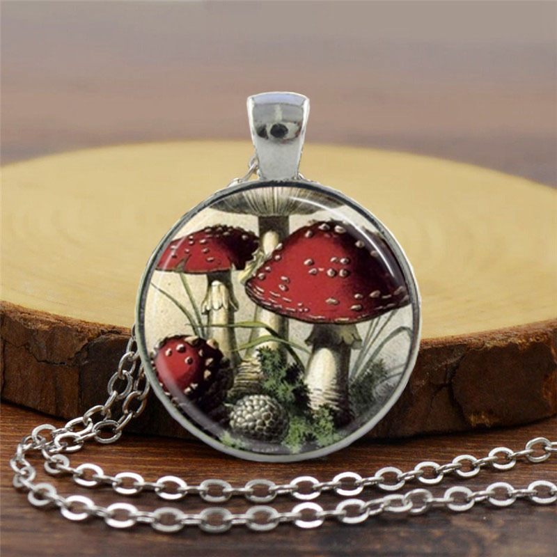 Retro Mushroom Alloy Inlay Glass Unisex Pendant Necklace 1 Piece