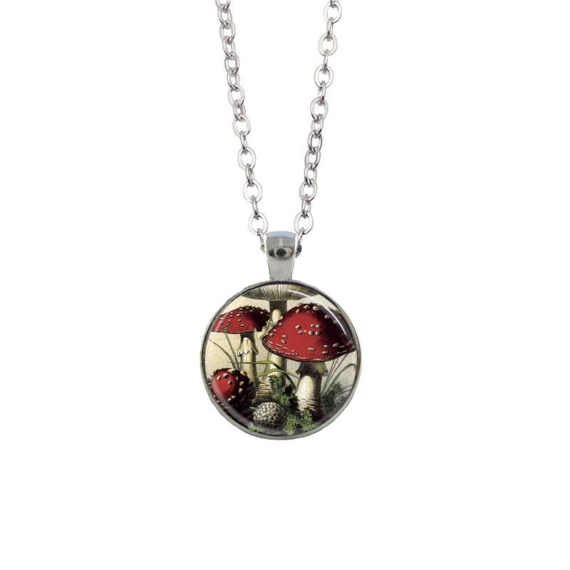 Retro Mushroom Alloy Inlay Glass Unisex Pendant Necklace 1 Piece