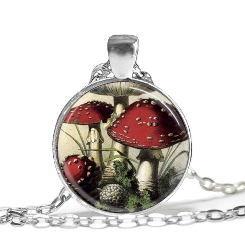 Retro Mushroom Alloy Inlay Glass Unisex Pendant Necklace 1 Piece