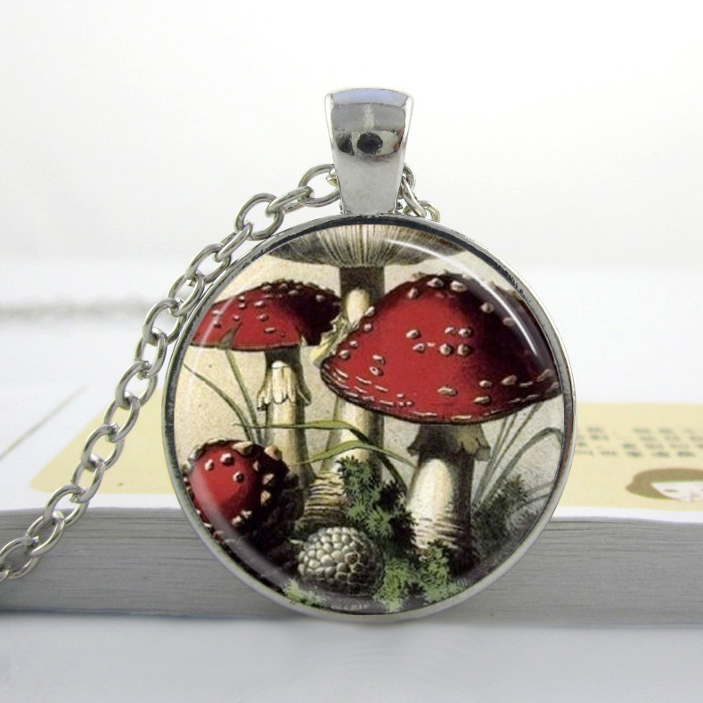 Retro Mushroom Alloy Inlay Glass Unisex Pendant Necklace 1 Piece