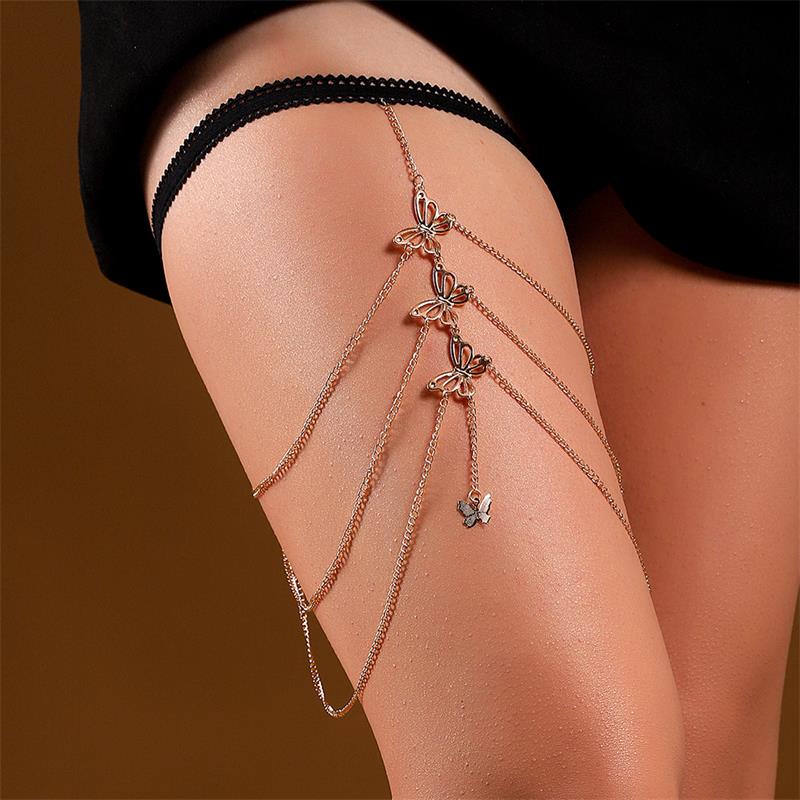 Simple Style Star Butterfly Alloy Inlay Rhinestones Womenu0027S Leg Chain Body Chain 1 Piece