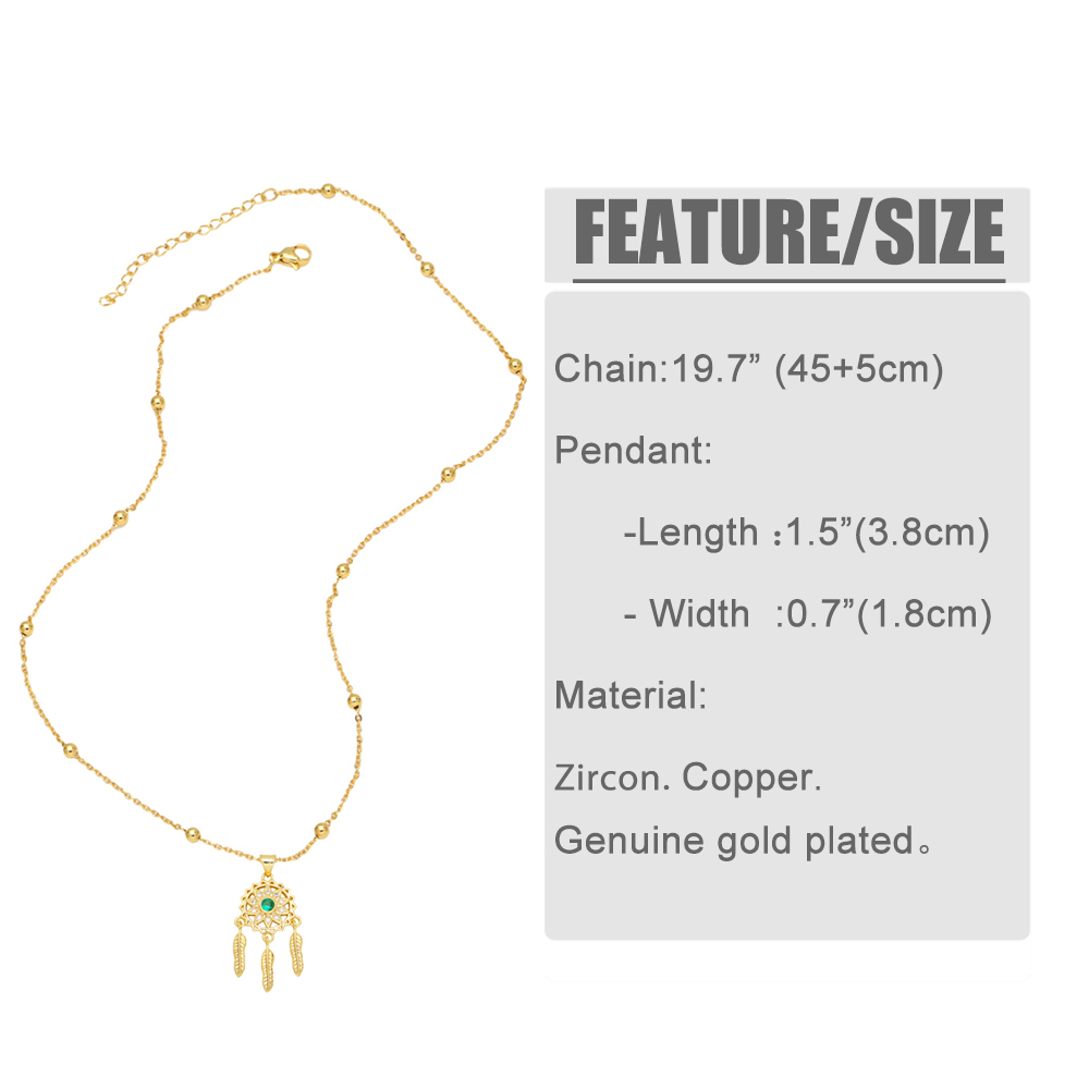 Fashion Cross Virgin Mary Dreamcatcher Copper Patchwork Gold Plated Zircon Pendant Necklace 1 Piece