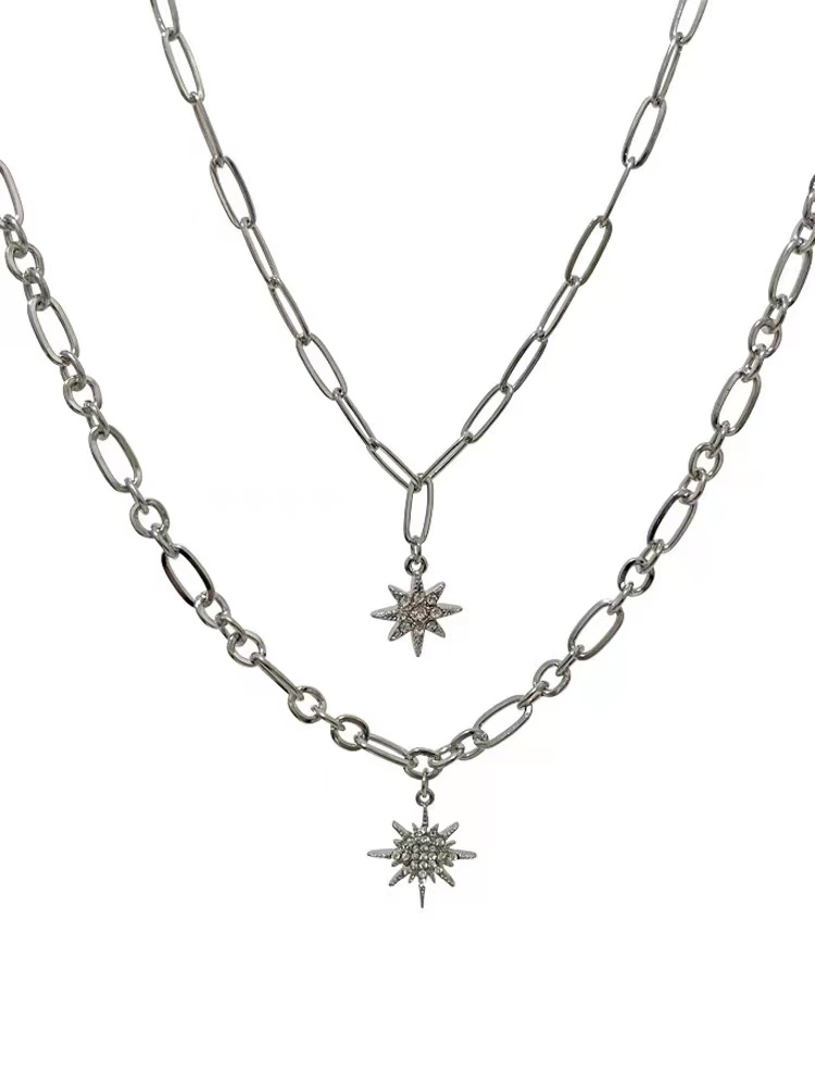 Simple Style Star Alloy Layered Rhinestones Womenu0027S Necklace 1 Piece