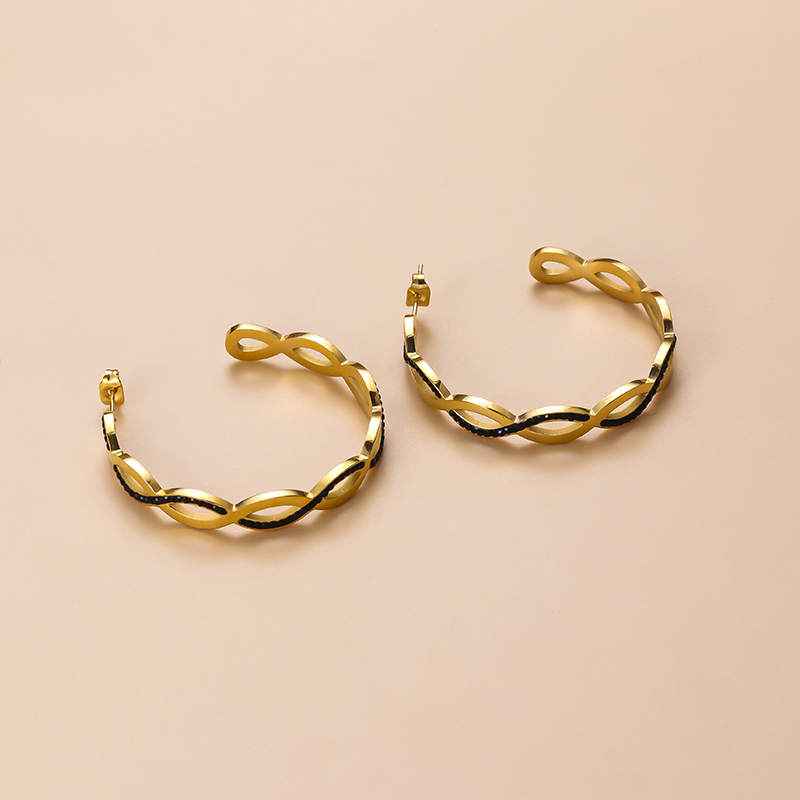 Simple Style C Shape Stainless Steel Inlay Zircon Ear Studs 1 Pair