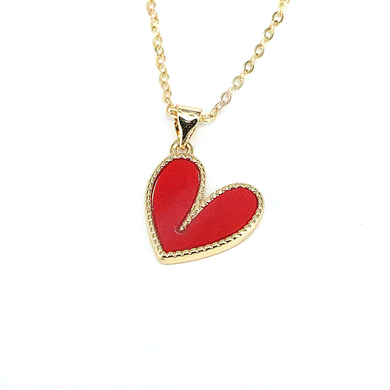 Simple Style Geometric Heart Shape Copper Enamel Gold Plated Pendant Necklace 1 Piece