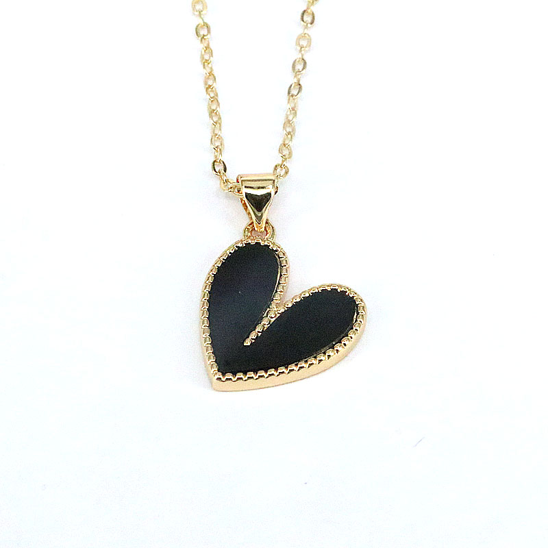 Simple Style Geometric Heart Shape Copper Enamel Gold Plated Pendant Necklace 1 Piece