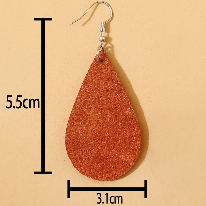 Retro Water Droplets Pu Leather Printing Womenu0027S Drop Earrings 1 Pair