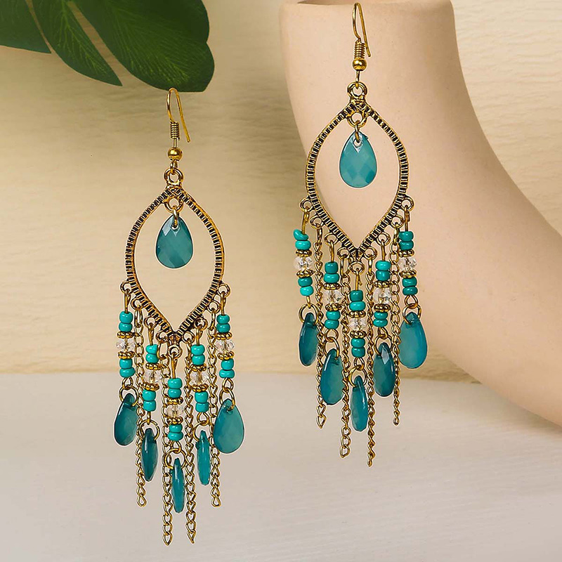 Retro Water Droplets Alloy Tassel Womenu0027S Drop Earrings 1 Pair