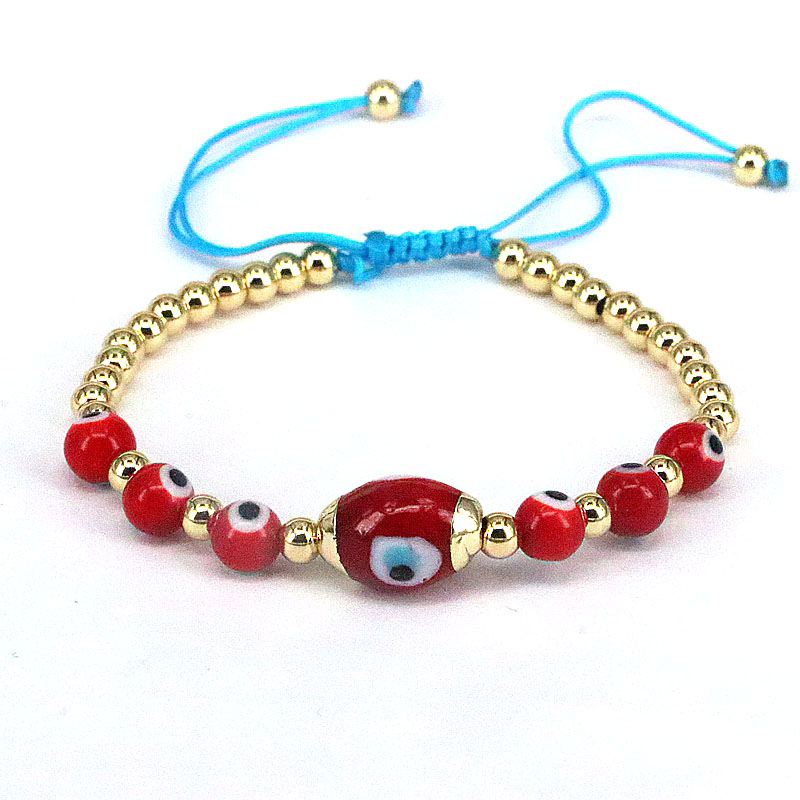 Hip-Hop Eye glass rope Copper Beaded Gold Plated Bracelets 1 Piece