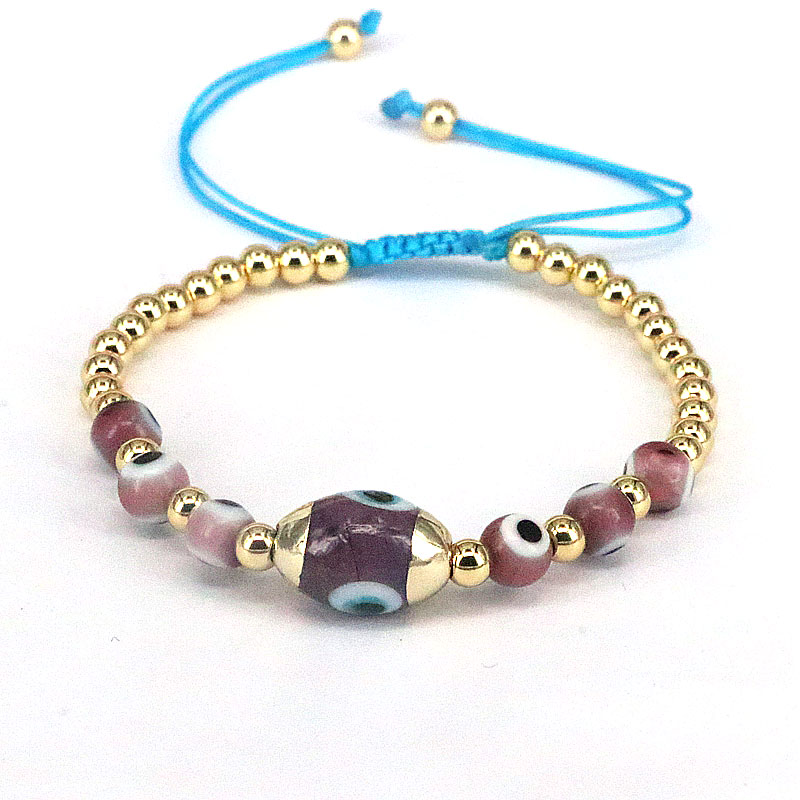 Hip-Hop Eye glass rope Copper Beaded Gold Plated Bracelets 1 Piece