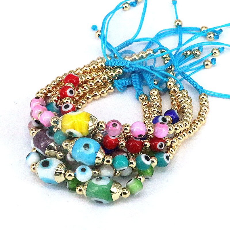 Hip-Hop Eye glass rope Copper Beaded Gold Plated Bracelets 1 Piece