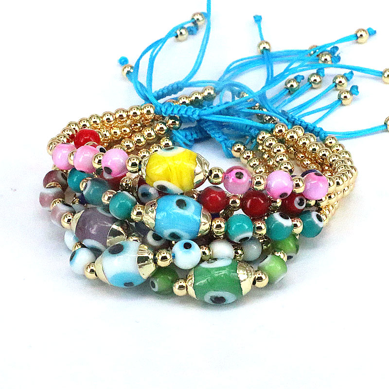 Hip-Hop Eye glass rope Copper Beaded Gold Plated Bracelets 1 Piece