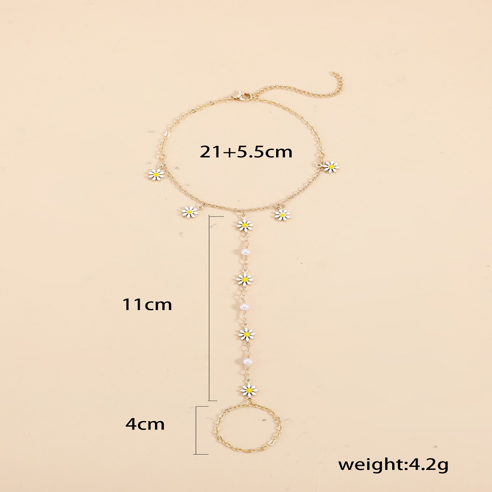 Sweet Daisy Alloy Patchwork Plating Artificial Pearls Womenu0027S Anklet 1 Piece