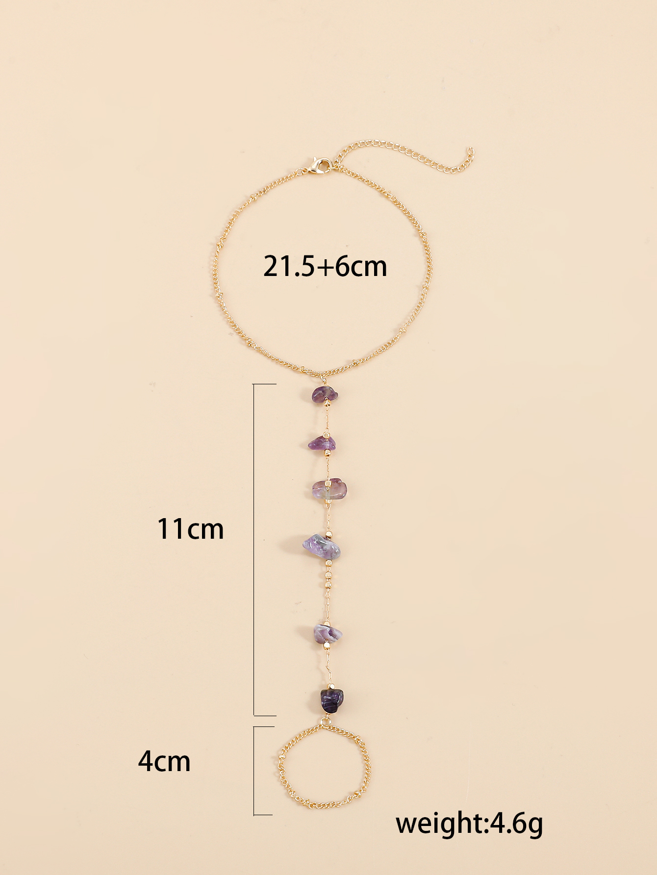 Simple Style Geometric Alloy Plating Natural Stone Womenu0027S Anklet 1 Piece