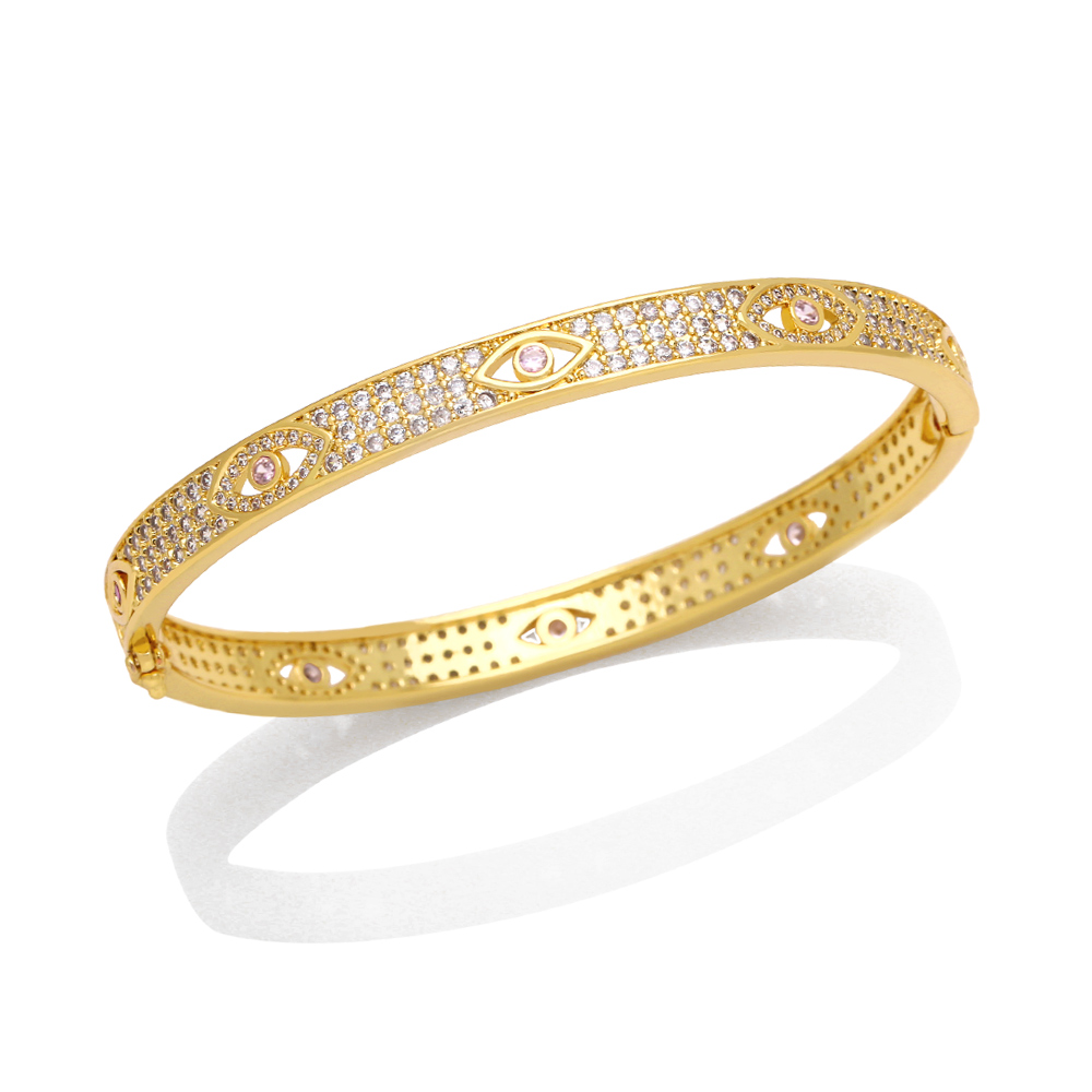 Fashion Devilu0027S Eye Copper Gold Plated Zircon Bangle 1 Piece