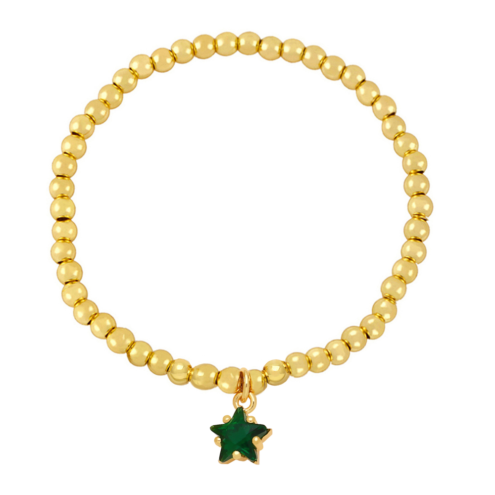 Simple Style Pentagram Copper Beaded Gold Plated Zircon Bracelets 1 Piece