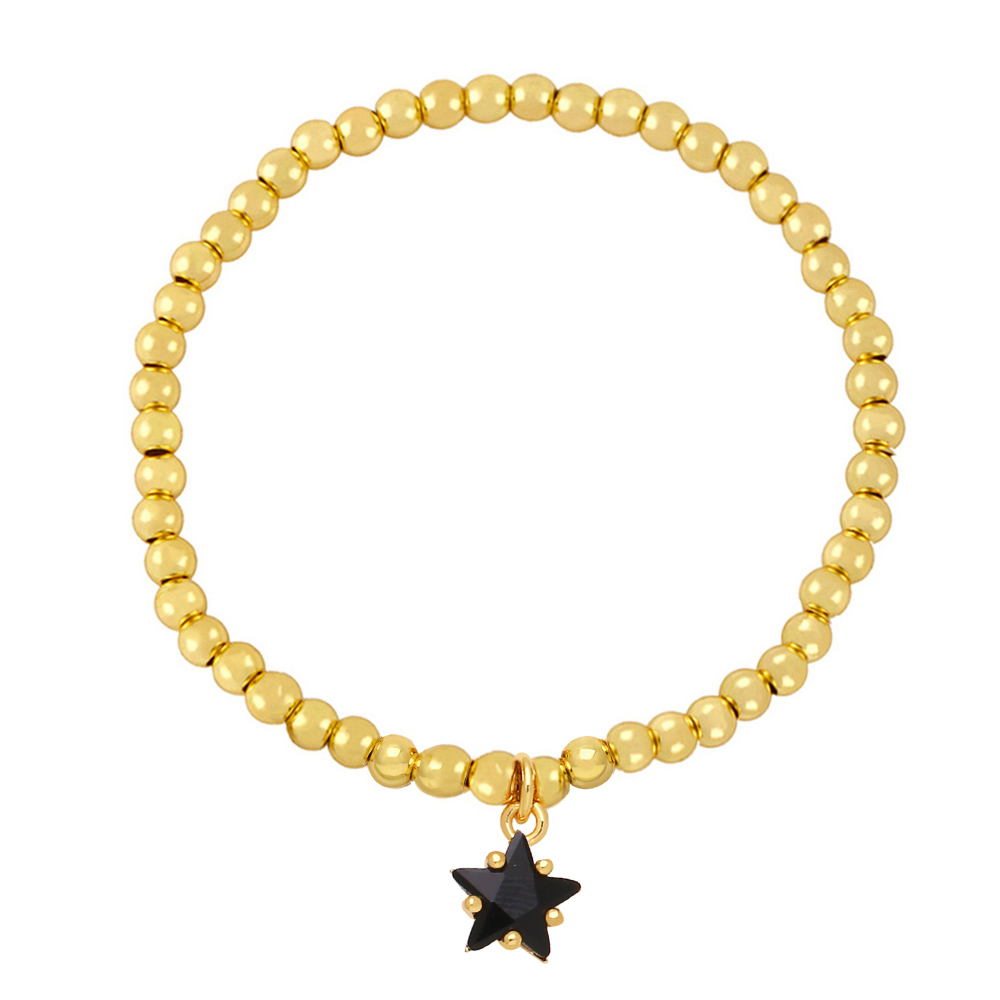 Simple Style Pentagram Copper Beaded Gold Plated Zircon Bracelets 1 Piece