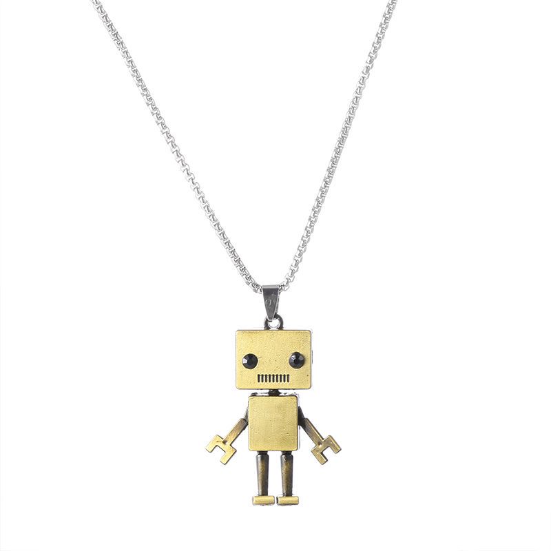 Hip-Hop Robot Titanium Steel Three-dimensional Pendant Necklace 1 Piece