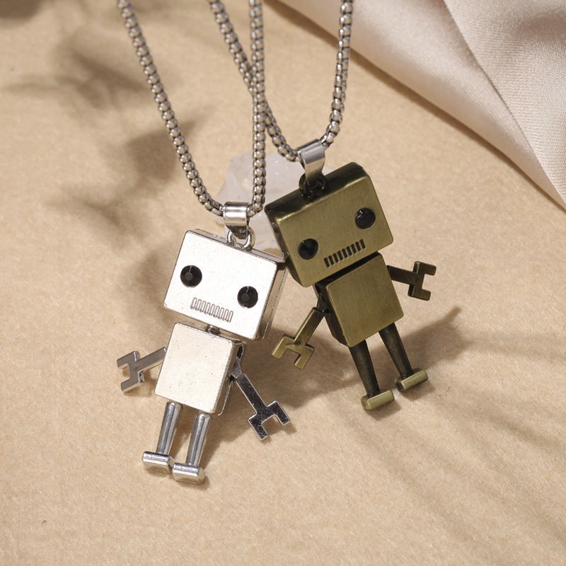 Hip-Hop Robot Titanium Steel Three-dimensional Pendant Necklace 1 Piece