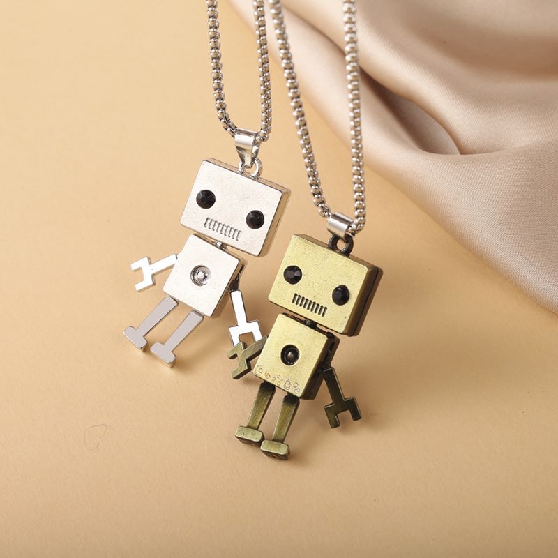 Hip-Hop Robot Titanium Steel Three-dimensional Pendant Necklace 1 Piece