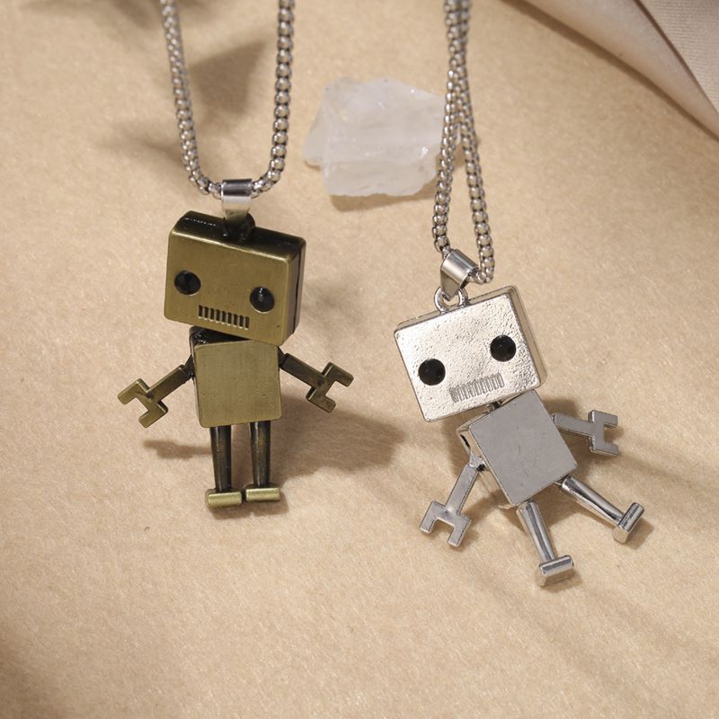 Hip-Hop Robot Titanium Steel Three-dimensional Pendant Necklace 1 Piece