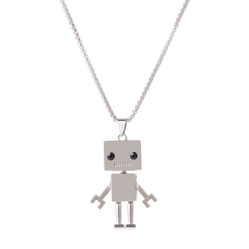 Hip-Hop Robot Titanium Steel Three-dimensional Pendant Necklace 1 Piece