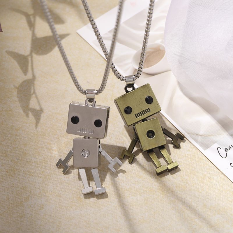 Hip-Hop Robot Titanium Steel Three-dimensional Pendant Necklace 1 Piece