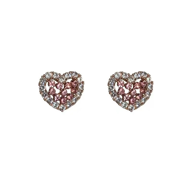 Fashion Heart Shape Alloy Inlay Rhinestones Womenu0027S Ear Studs 1 Pair