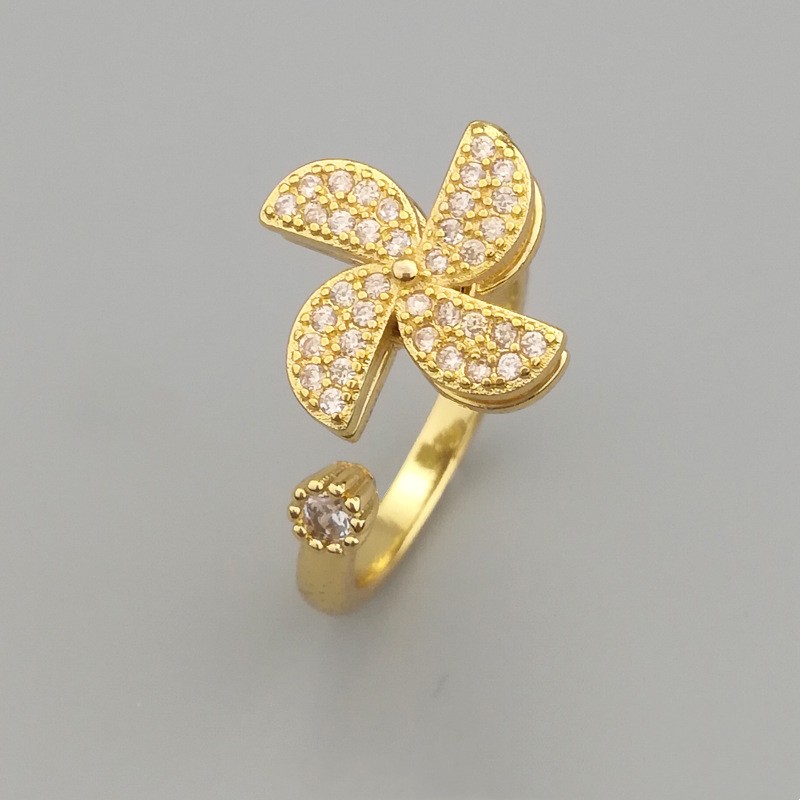 Fashion Windmill Copper Plating Zircon Open Ring 1 Piece