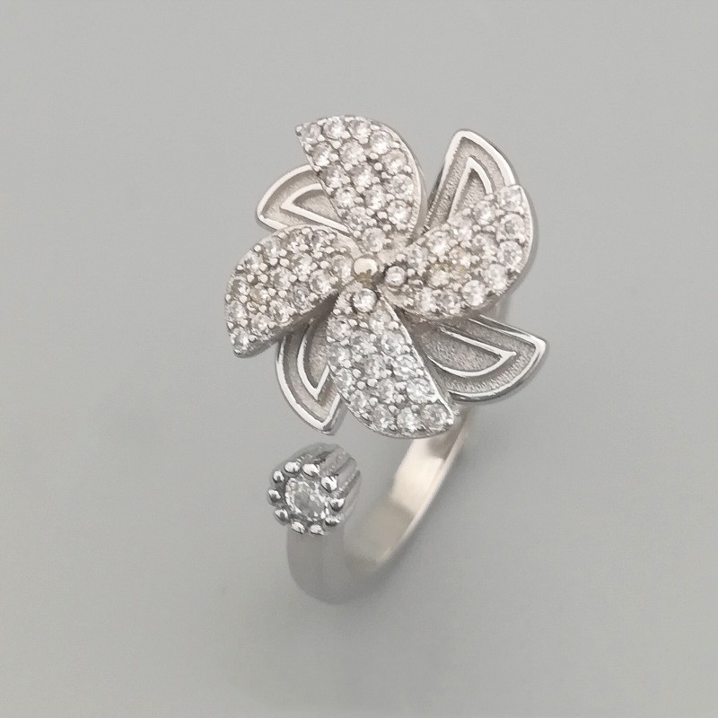 Fashion Windmill Copper Plating Zircon Open Ring 1 Piece