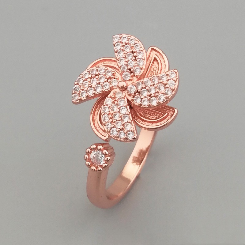 Fashion Windmill Copper Plating Zircon Open Ring 1 Piece