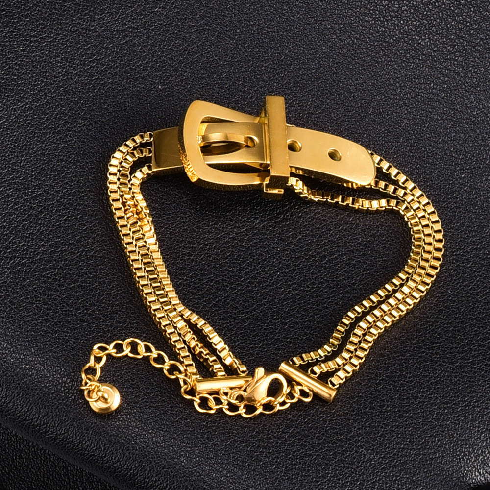 Simple Style Belts Titanium Steel Gold Plated Bracelets 1 Piece