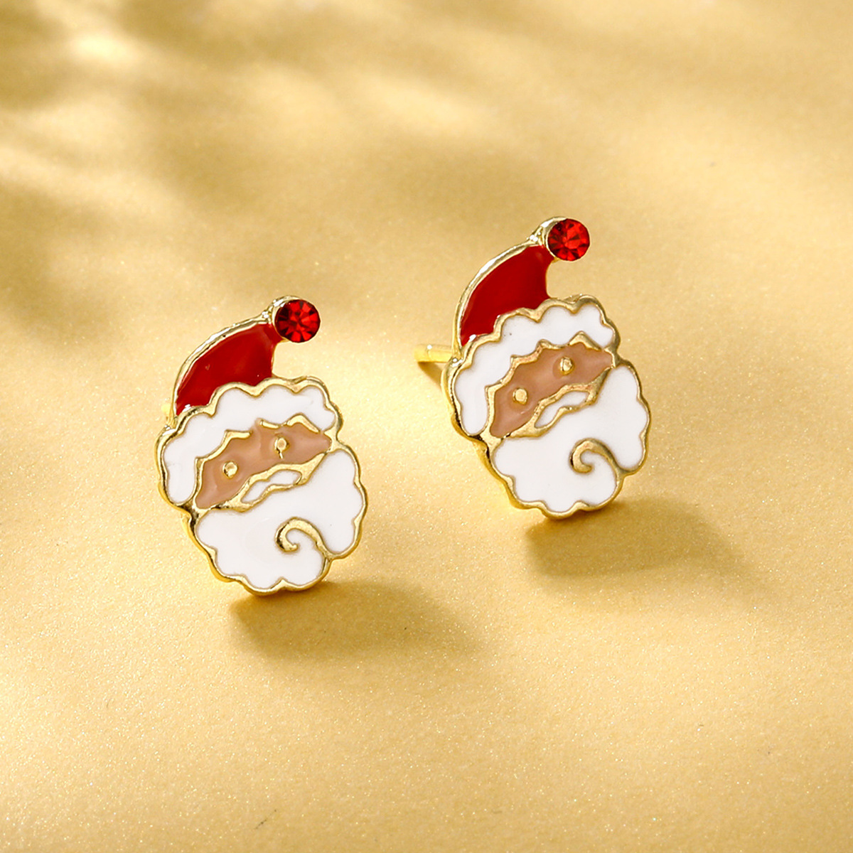 Cute Christmas Tree Santa Claus Snowflake Alloy Inlay Rhinestones Womenu0027S Ear Studs 1 Pair