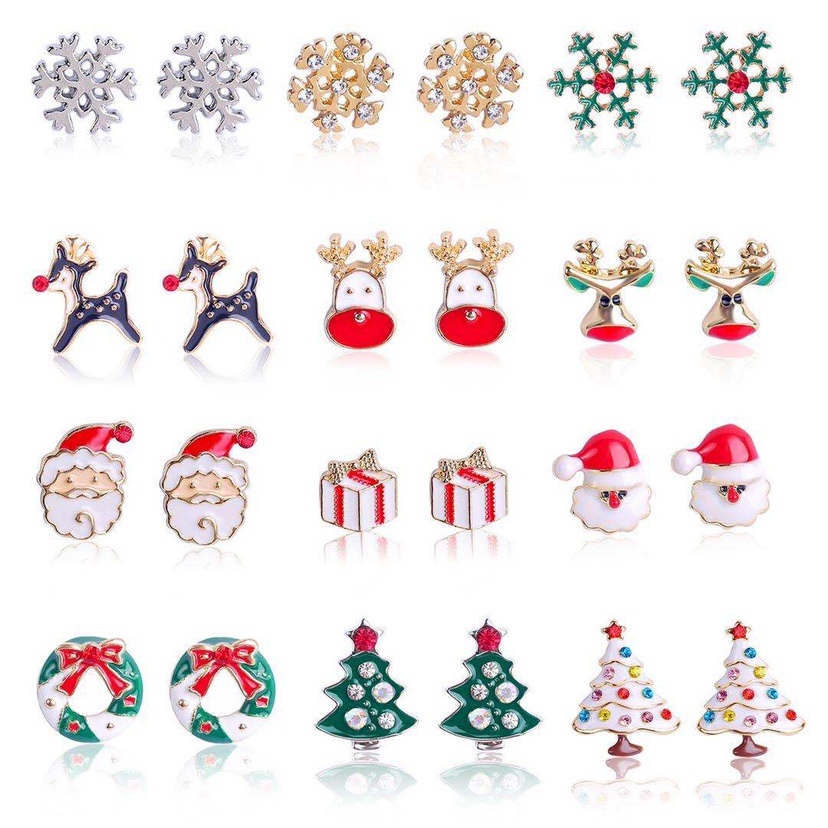 Cute Christmas Tree Santa Claus Snowflake Alloy Inlay Rhinestones Womenu0027S Ear Studs 1 Pair