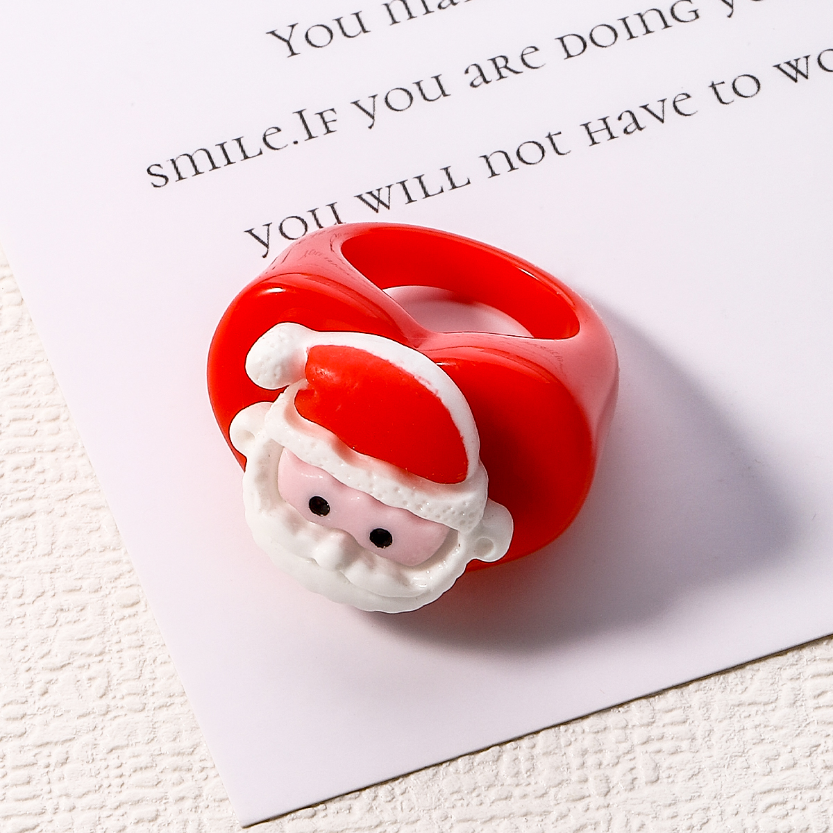 Cute Christmas Tree Santa Claus Arylic Resin Unisex Rings 1 Piece