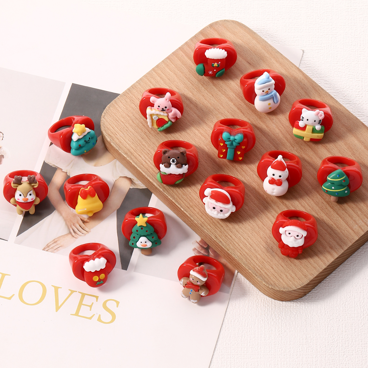 Cute Christmas Tree Santa Claus Arylic Resin Unisex Rings 1 Piece