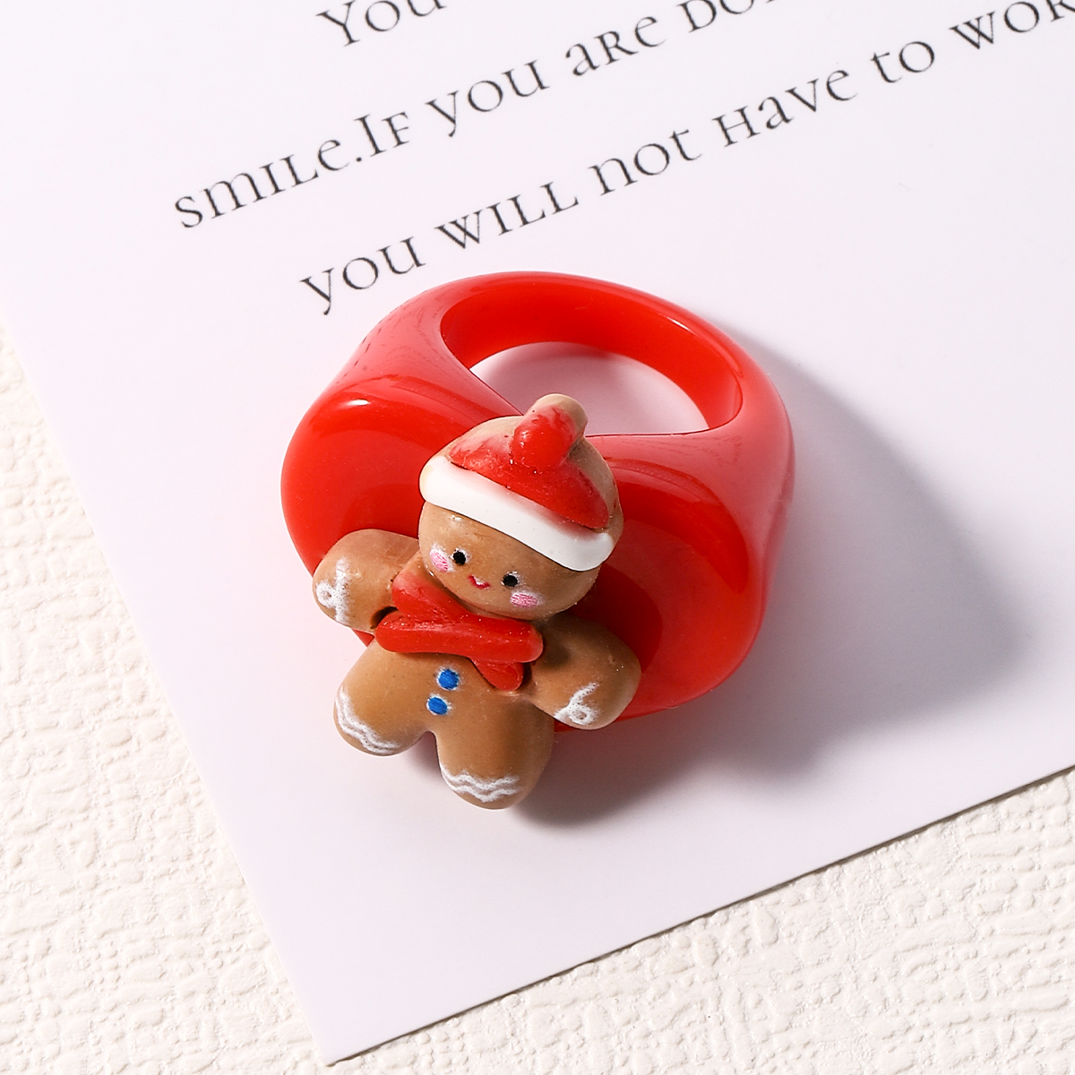 Cute Christmas Tree Santa Claus Arylic Resin Unisex Rings 1 Piece