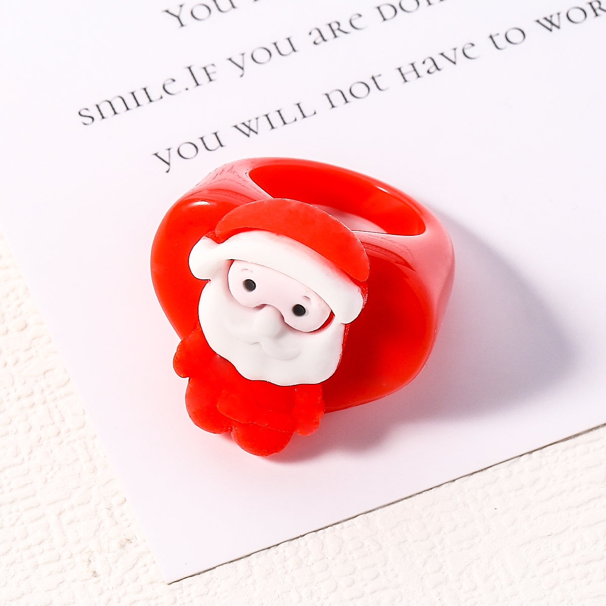 Cute Christmas Tree Santa Claus Arylic Resin Unisex Rings 1 Piece