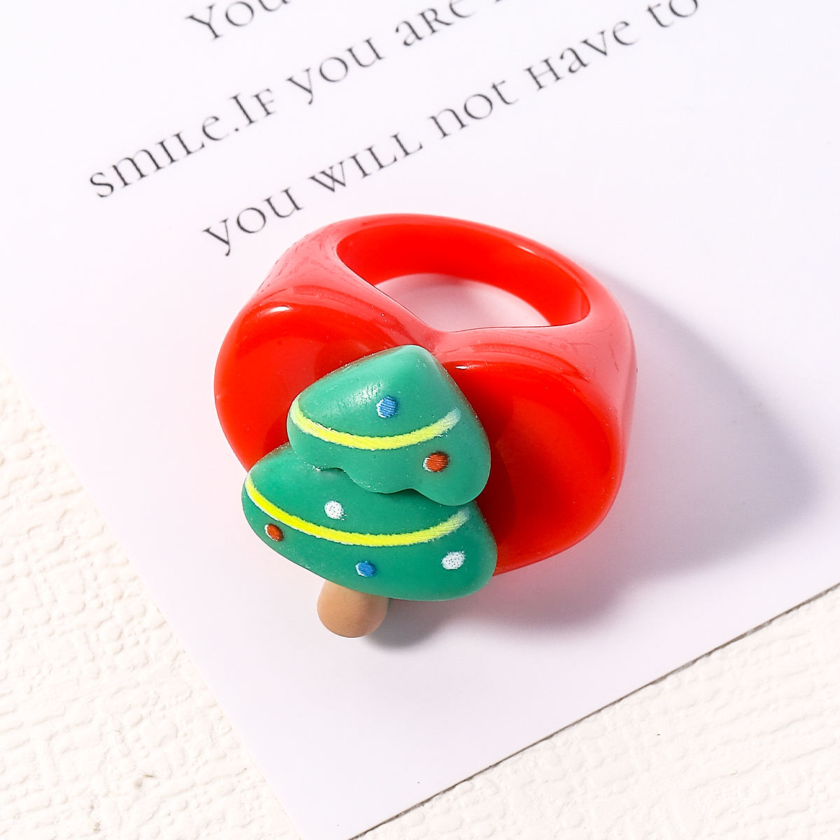 Cute Christmas Tree Santa Claus Arylic Resin Unisex Rings 1 Piece