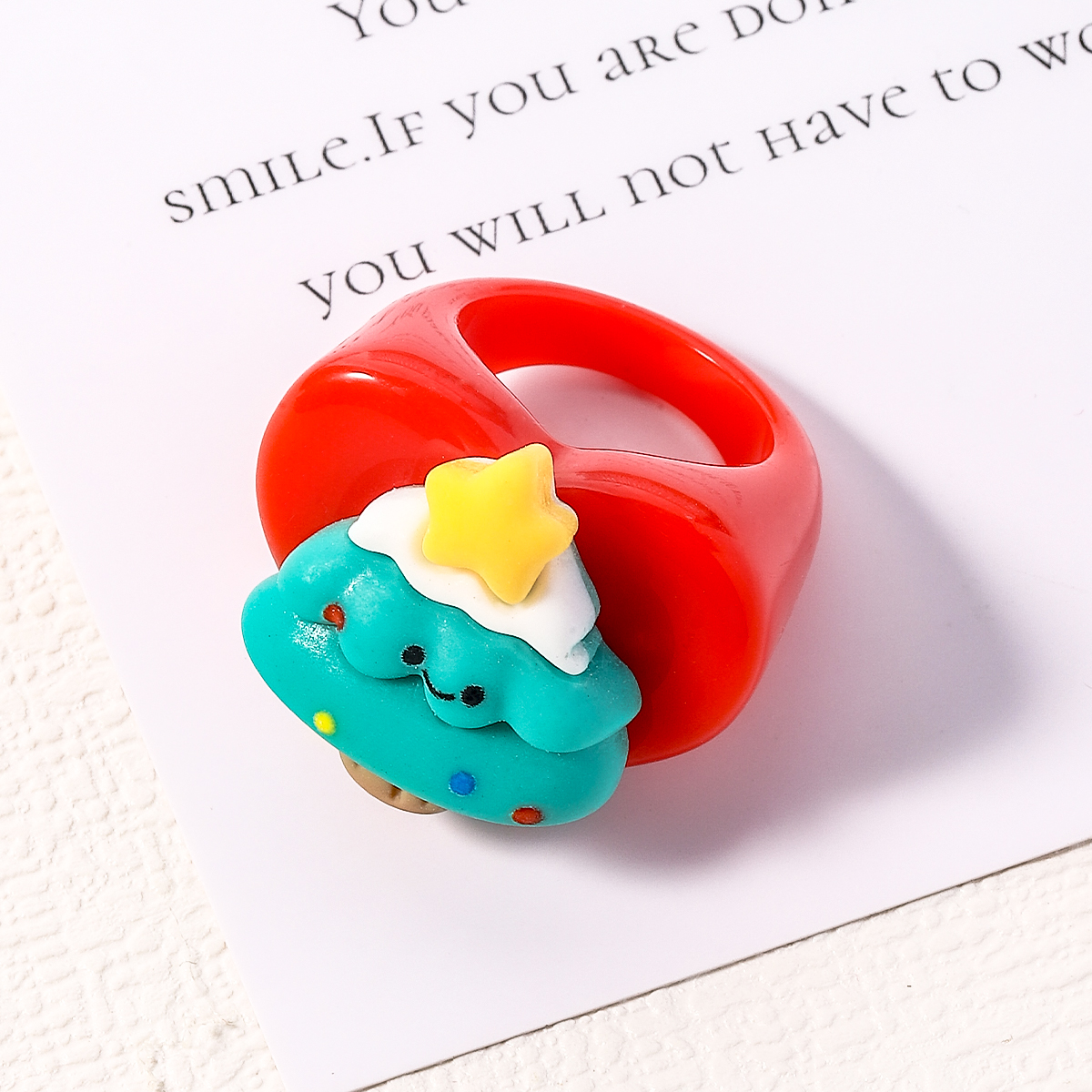 Cute Christmas Tree Santa Claus Arylic Resin Unisex Rings 1 Piece