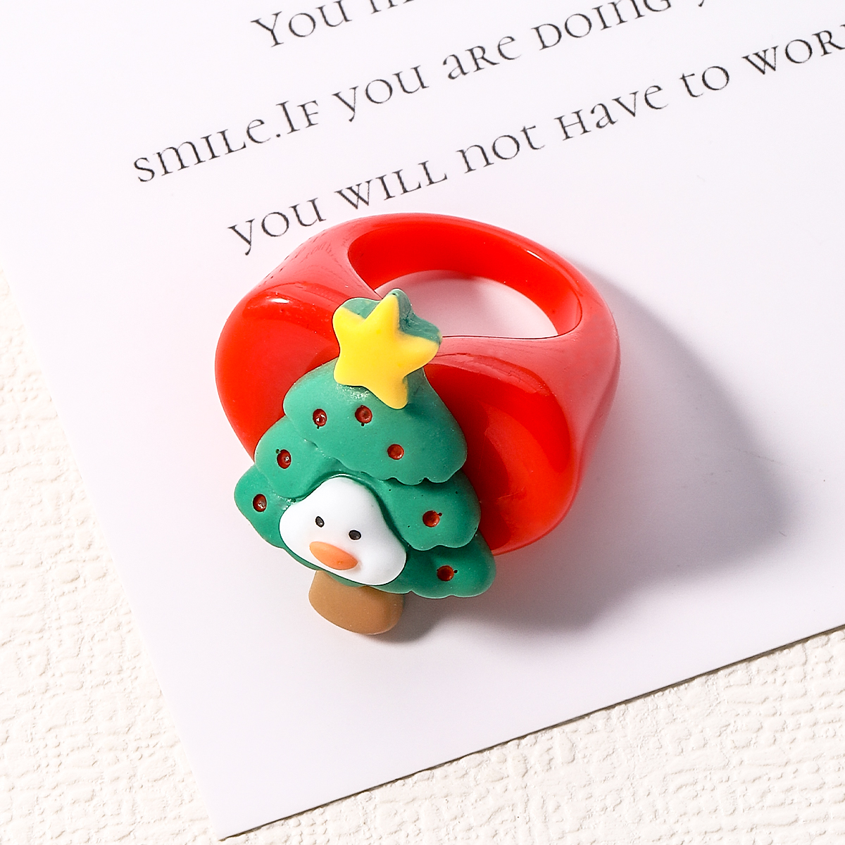 Cute Christmas Tree Santa Claus Arylic Resin Unisex Rings 1 Piece